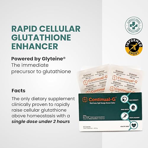 Miniatura 3 de CONTINUAL - G Cápsulas de gliceína de 400 mg | Suplemento de glutatión potenciador celular | Potente apoyo antioxidante | Suministro para 90 días