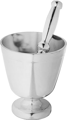 Uniware Juego de mortero y mortero de aluminio de calibre pesado con fondo antideslizante