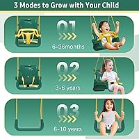 Vista 2 de Multifunctional Toddler Swing, Foldable Baby Swing Outdoor & Indoor Use, Easily Installable and Storable （Green）