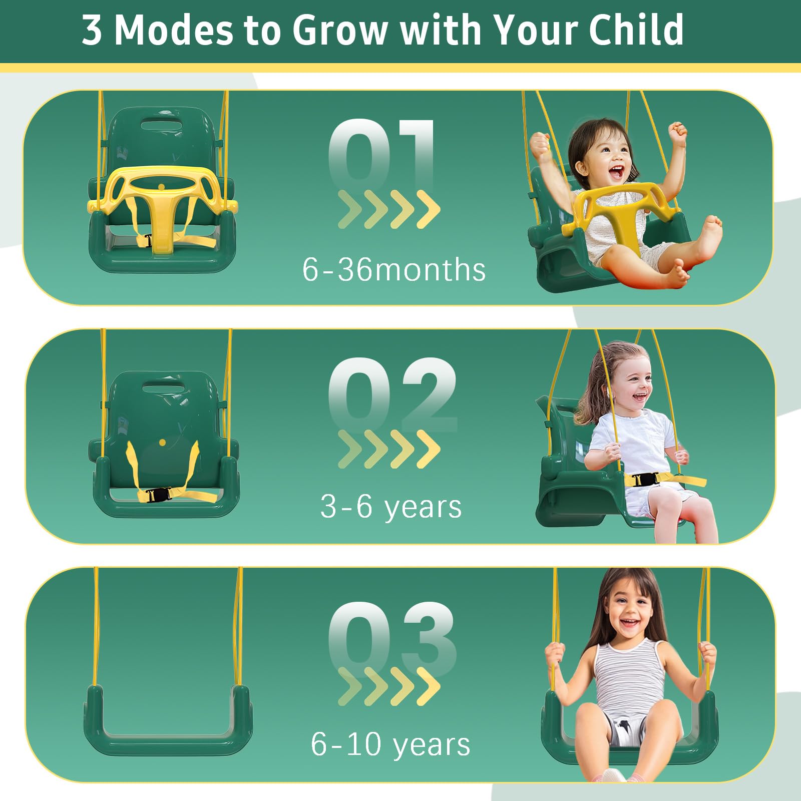 Multifunctional Toddler Swing, Foldable Baby Swing Outdoor & Indoor Use, Easily Installable and Storable ?Green?