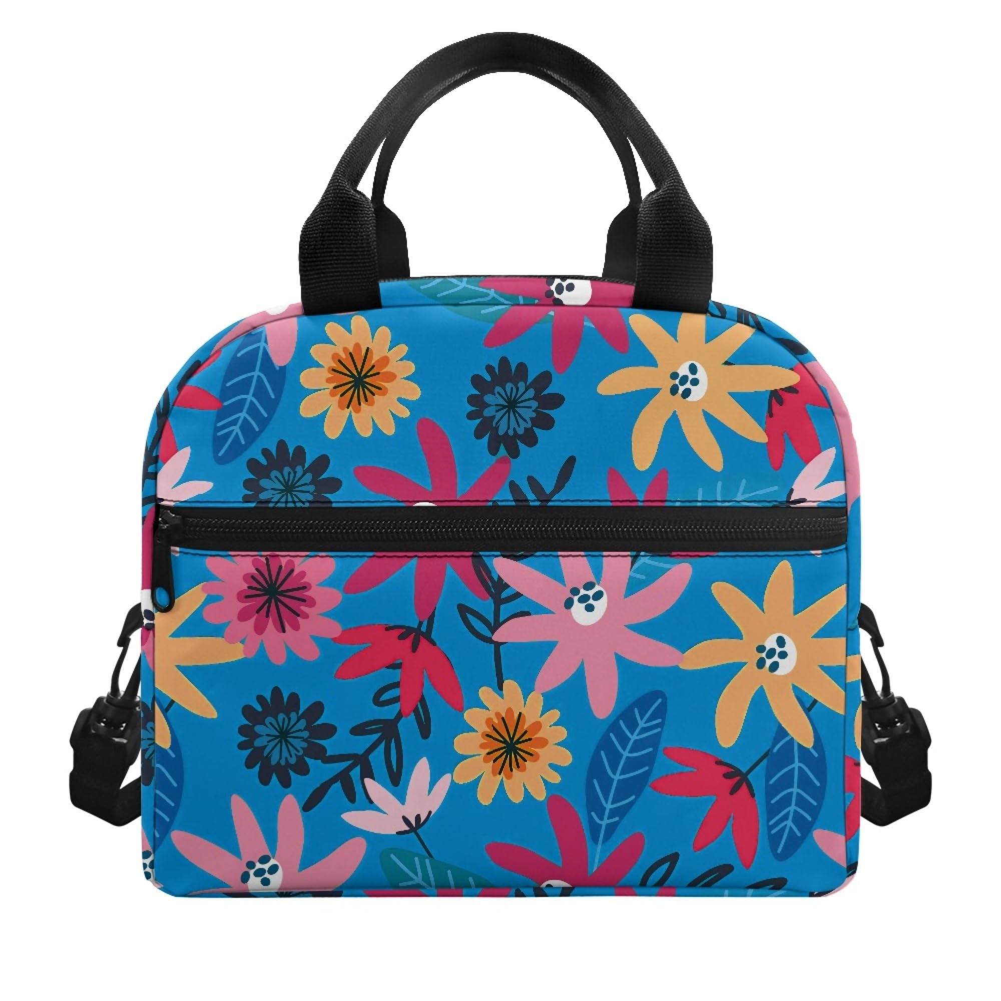 Sac à déjeuner isotherme peinture florale chic avec bandoulière