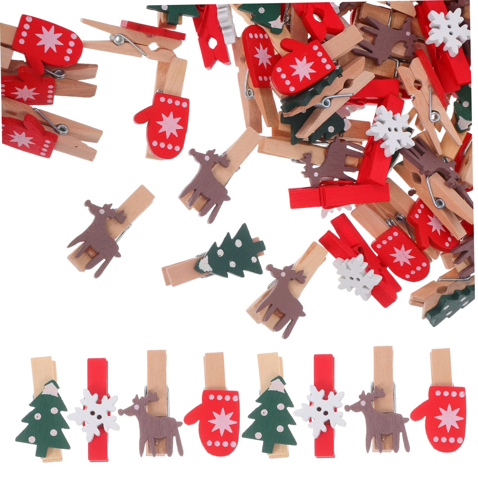 PRETYZOOM 300 Stck. Weihnachtsclip aus Holz Kleine Wäscheklammern zum Aufhängen von Fotos - Hängenden Clips für Party Fotoklammern selber Machen Weihnachtsclips Kleidernadel