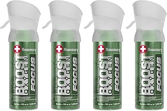 Boost Oxygen Pocket Size Focus Rosemary Aroma 3L Canister | Respiratory Support for Aerobic Recovery, Altitude, Performance & Health (4 Pack)