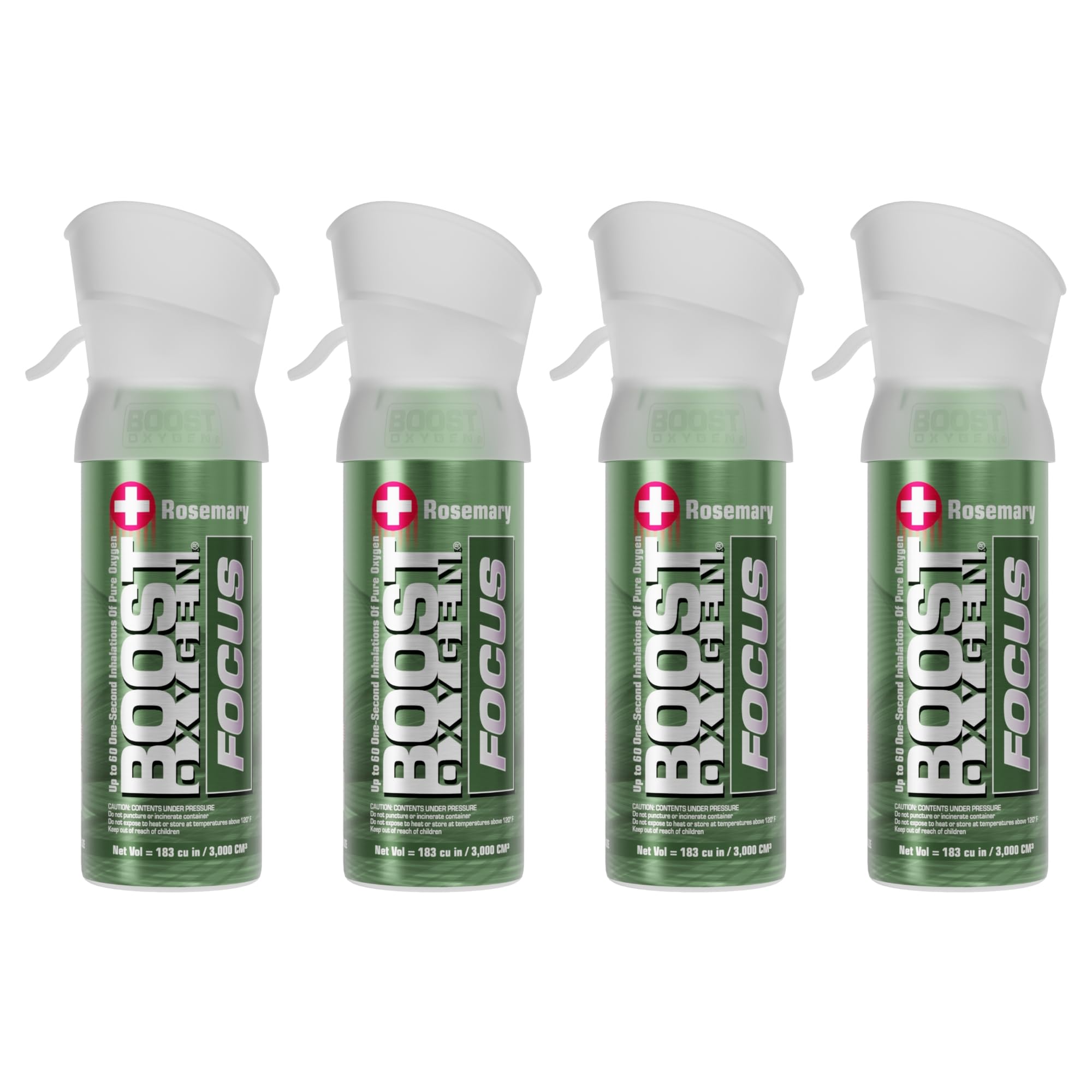 Pocket Size Focus Rosemary Aroma 3L Canister | Respiratory Support for Aerobic Recovery, Altitude, Performance & Health (4 Pack)
