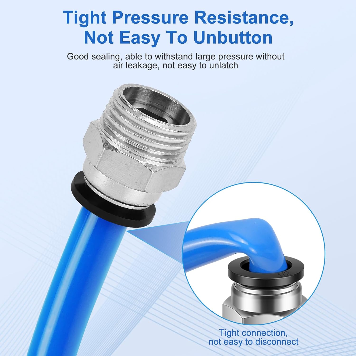 CNAODUN 12 Pcs Push to Connect Fittings 1/2 Inch Tube OD x 1/2 Inch NPT Thread Pneumatic Male Straight and Elbow Quick Connect Air line fittings