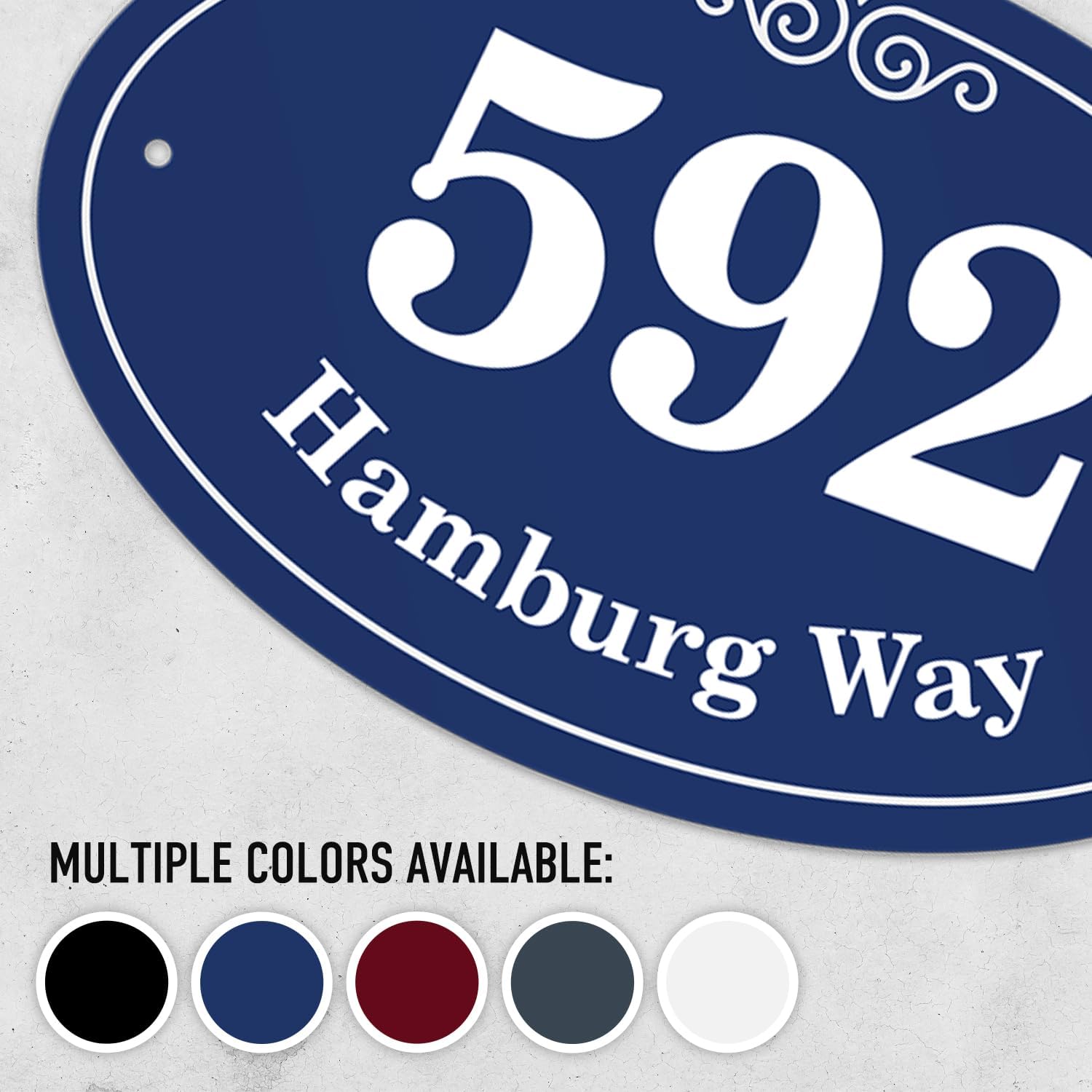 Custom Home Address Sign, Personalized Oval House Number Sign, 12x7.5 Inches, Aluminum Composite Made in USA
