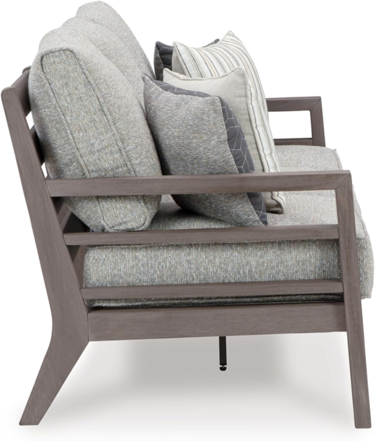 Gray Weatherwood Outdoor Sofa with Cushions and Pillows