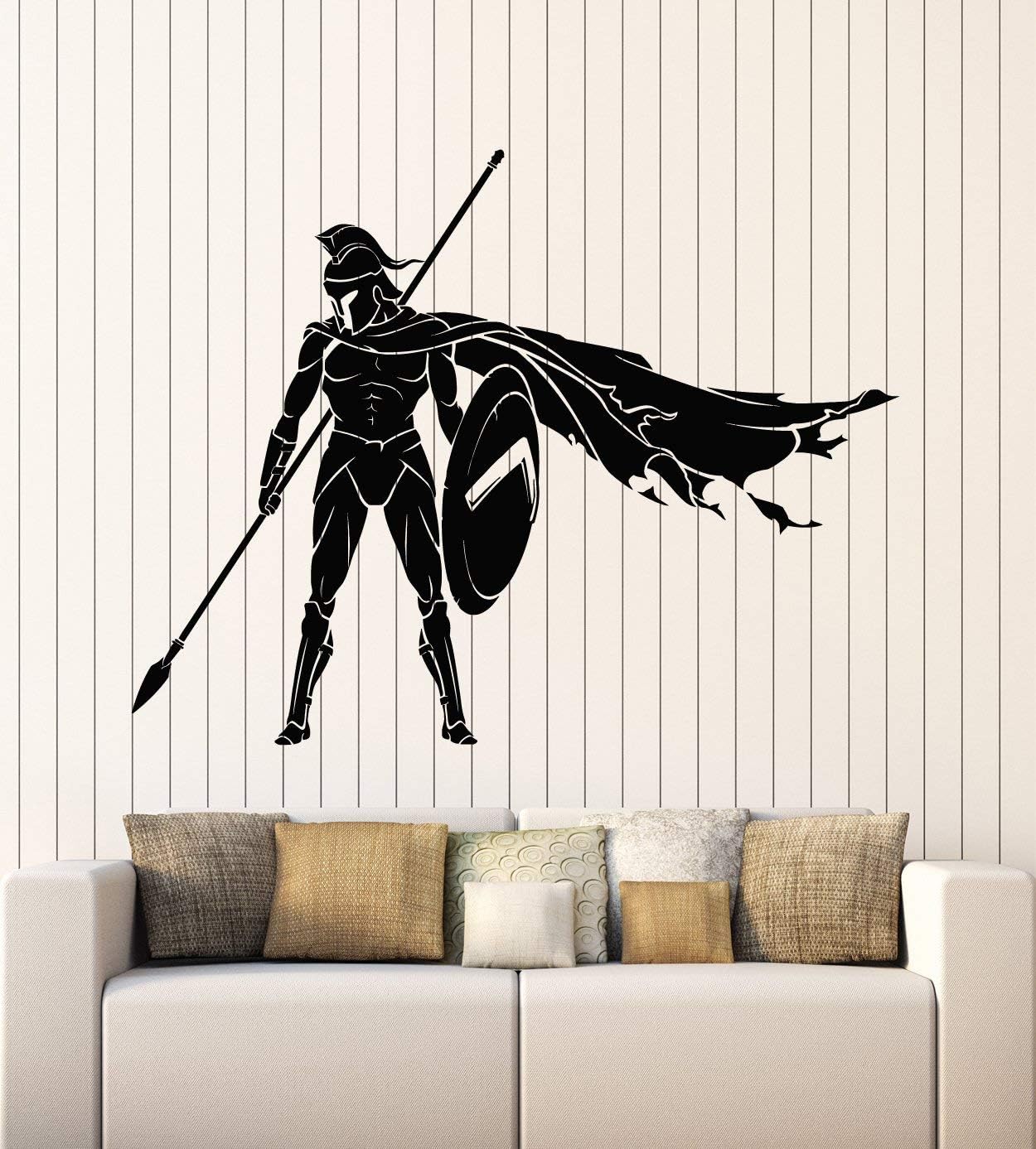 WallStickers4ever Vinyl Wall Decal Spartan Soldier Warrior Military Ancient Greece Stickers Mural Large Decor (g5151) Black