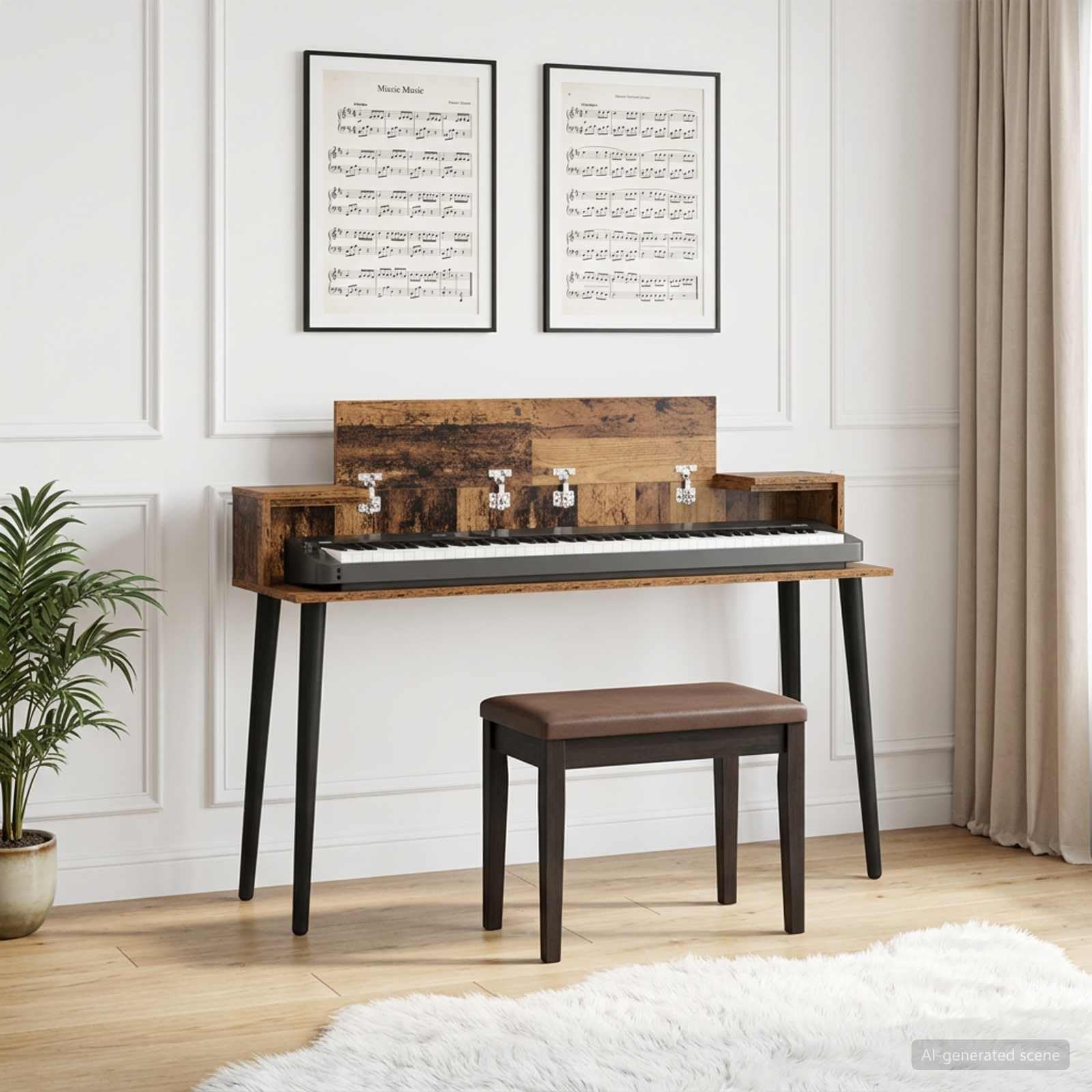 Generisch Studiotisch Altholz 152 x 36 x 19,5 cm Holzwerkstoff,Keyboardzubehör,12.91 kg-8006698