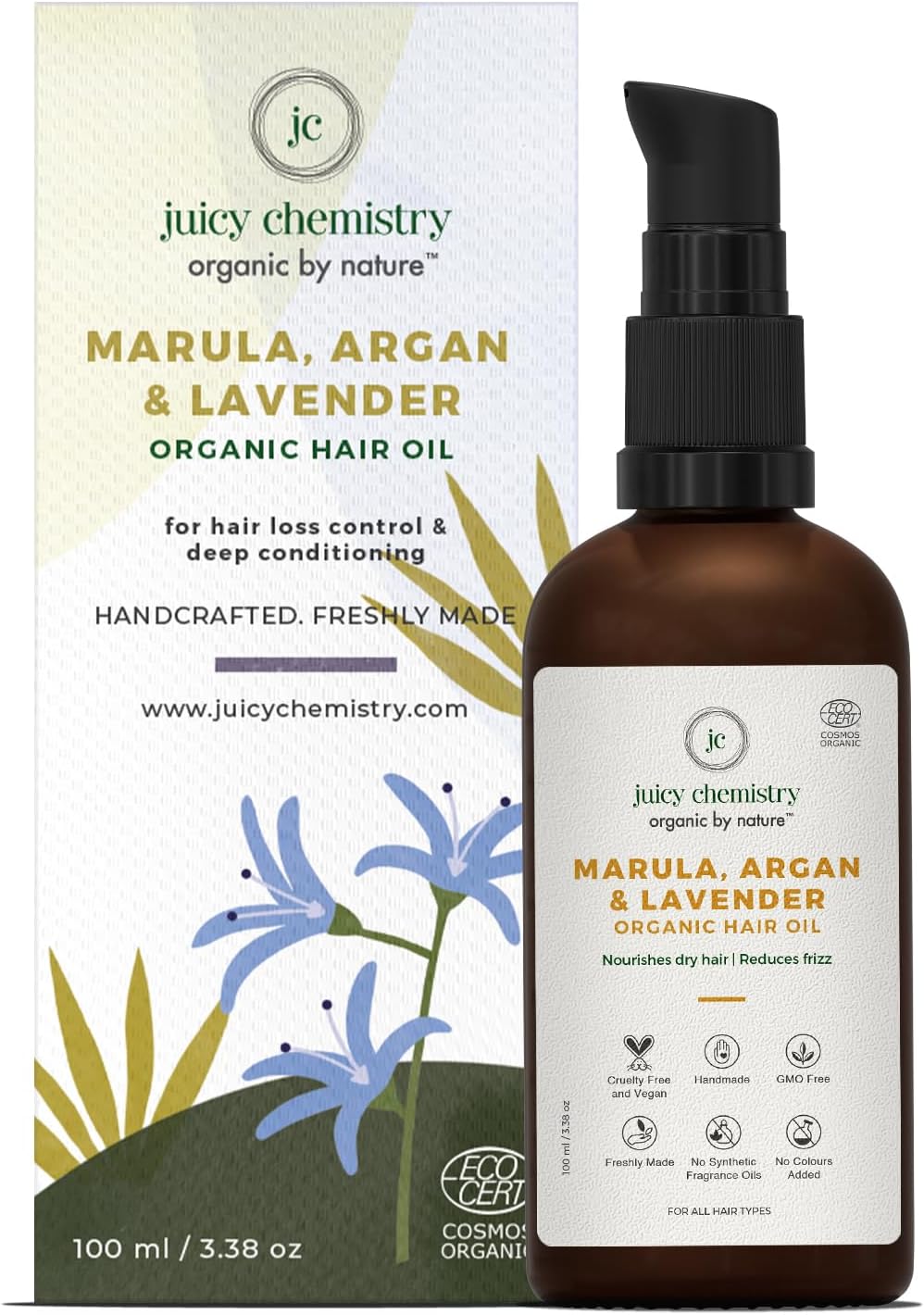 Juicy ChemistryHair Oil (30ml, Marula, Argan & Lavender)