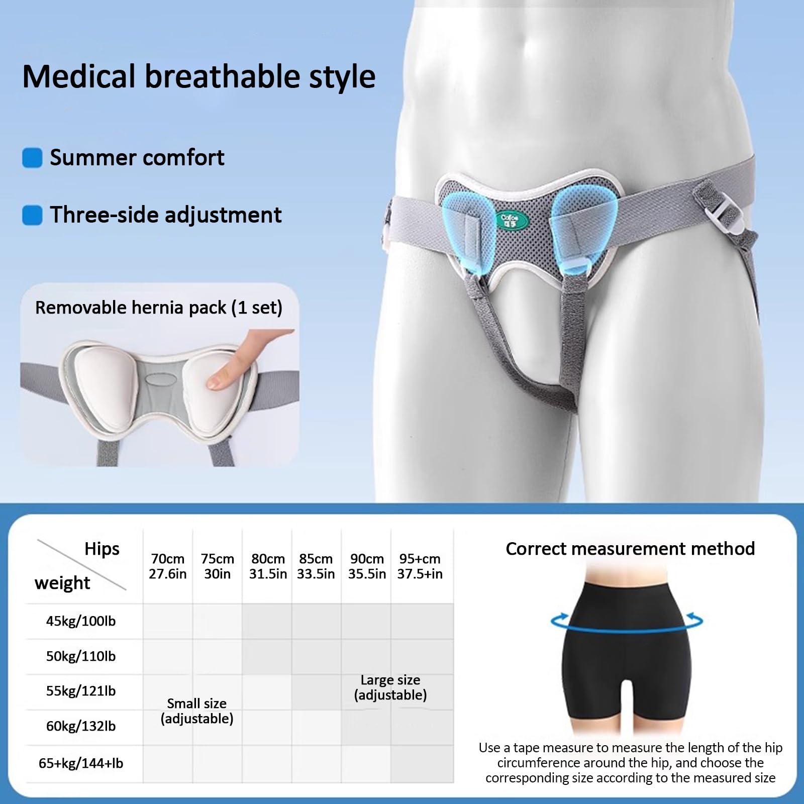 WNGJZZYC Hernia Belts for Men, Umbilical Hernia Belt, Left or Right Side Hernia Hernia Support Belt, with 4 Pressure Pads Buckle Fixing Suitable for Adults and Seniors(Small)
