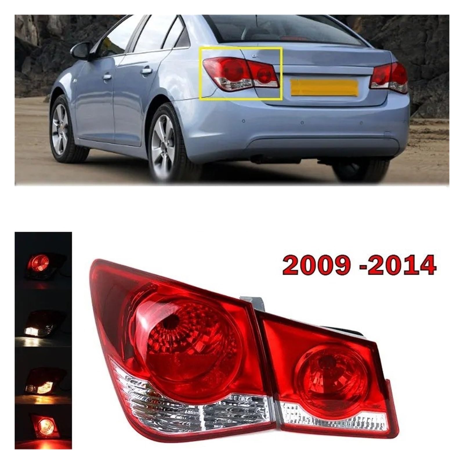 Piloto Trasero Para Chevrolet Para Cruze 2009-2014 Luz Freno, Luz Giro Trasera Conjunto Luces Traseras Coche Luces Traseras Automáticas Faros traseros(Outside Right)