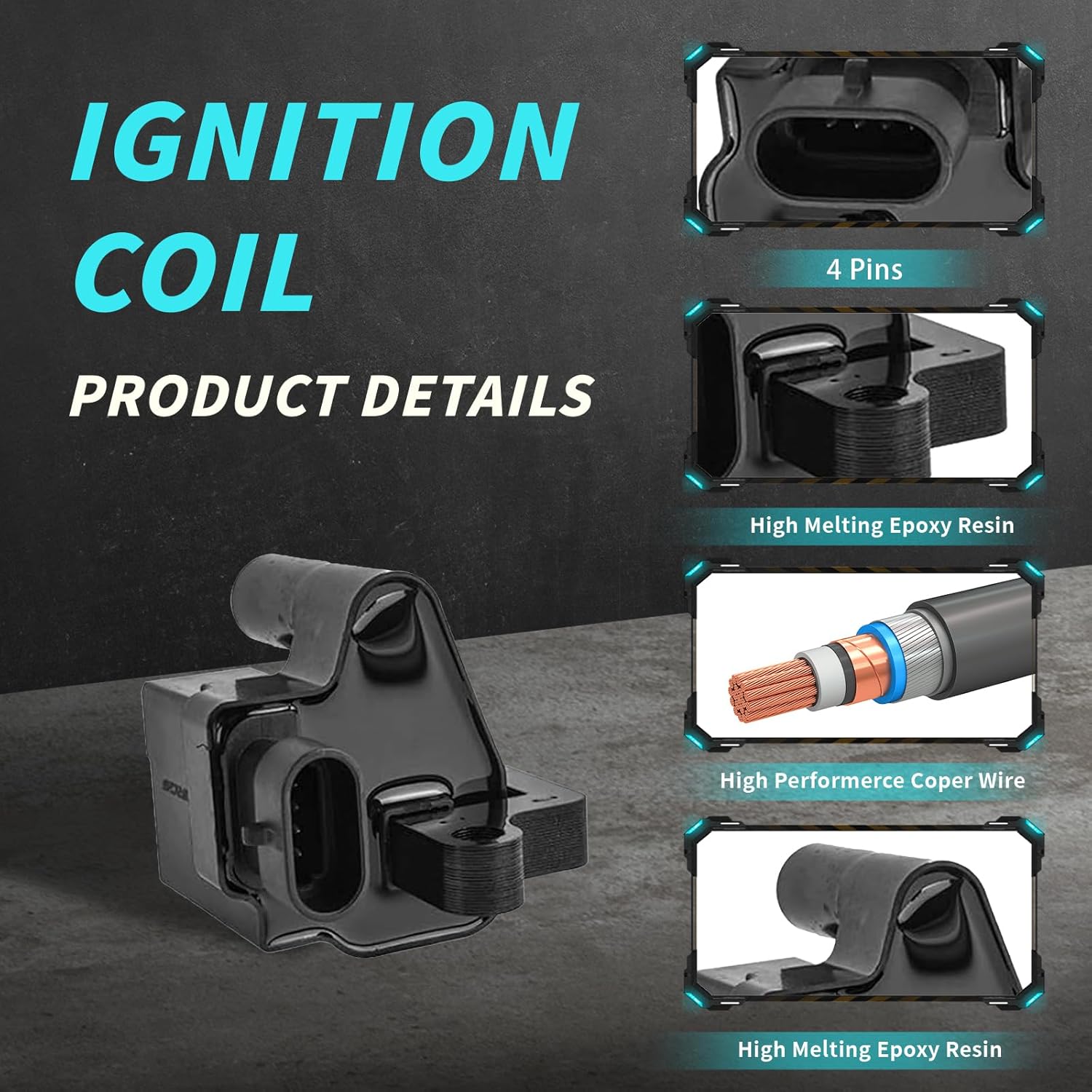 Set of 8 Ignition Coils Pack UF271 19355500 with 8 Iridium Spark Plugs & 8 Spark plug Wire Set Compatible with Buick Escalade ESV EXT Chevrolet Express Silverado Suburban 1500 2500 3500 HD Classic V8