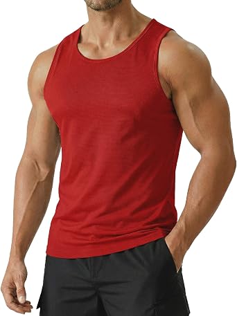 PINSPARK Mens Tank Tops UPF 50+ Quick Dry Sleeveless Athletic Shirts Gym Workout Running Beach Swim Muscle Tee Summer