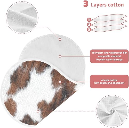 Miniatura 4 de Juego de 1 paños de muselina para bebé, suaves y absorbentes, con estampado de vaca, baberos, toalla facial para niños recién nacidos, 22 x 11