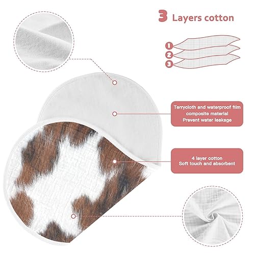 Miniatura 4 de Juego de 1 paños de muselina para bebé, suaves y absorbentes, con estampado de vaca, baberos, toalla facial para niños recién nacidos, 22 x 11