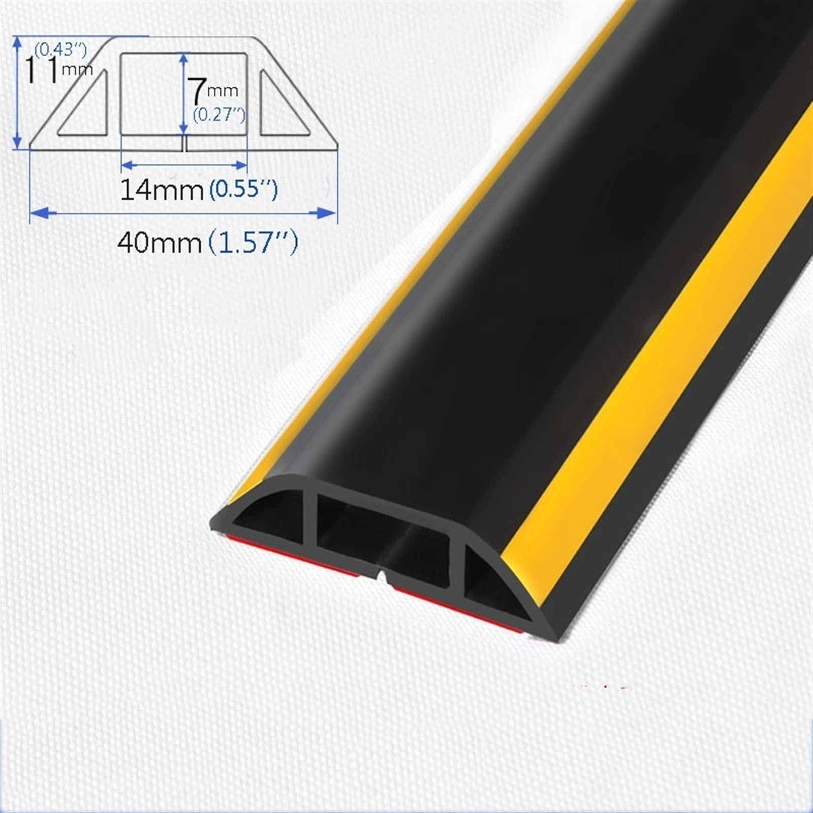 10M cubierta de suelo para cable, canaleta pasacables para suelo, Protector de cable de alimentación autoadhesivo Cubierta de cable de piso, Tira de agarre de cable, cubierta de cable(Black,D40MM)