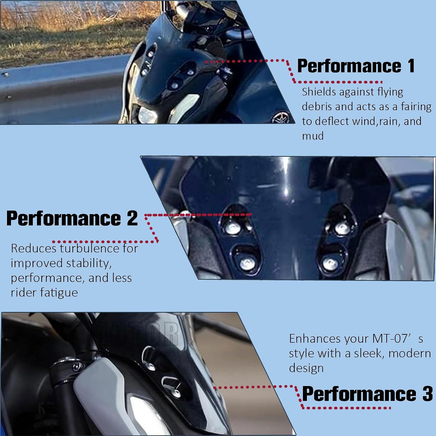 MT-07 Screen Shield Wind Deflector Windshield Protection Cover Compatible for Ya&ma&ha MT07 MT 07 MT-07 2021 2022 2023 2024 Airflow Wind Screen Deflector Protection (Clear)