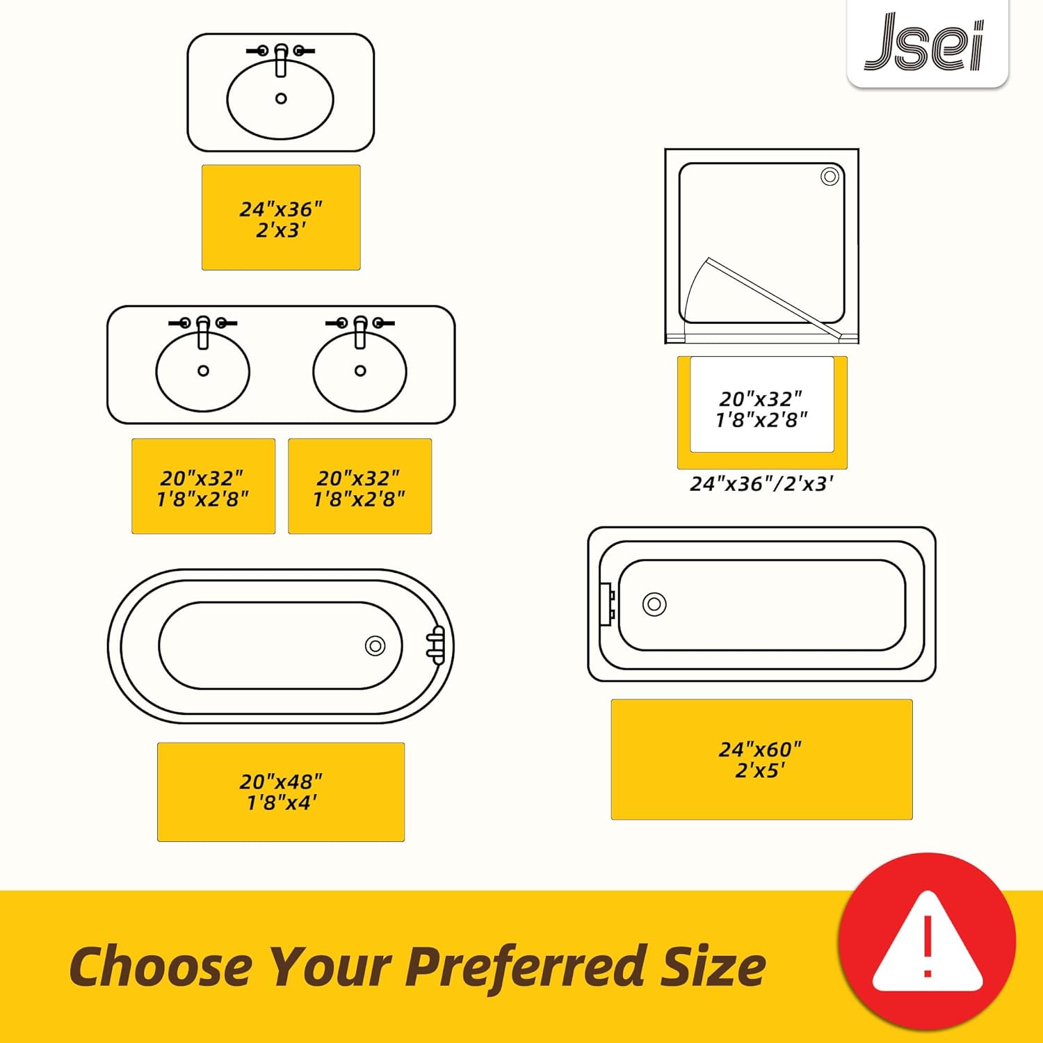 JSEI Non-Slip Bathroom Rugs, Self Adhesive No Sliding Bath Rugs Set of 2, Machine Washable Absorbent Bath Mat Set for Tub Shower & Single Sink 20”x32”+20”x48”, Dark Grey, Diamond Pattern Dark Grey 20''x32''+20''x48''(Diamond Pattern)