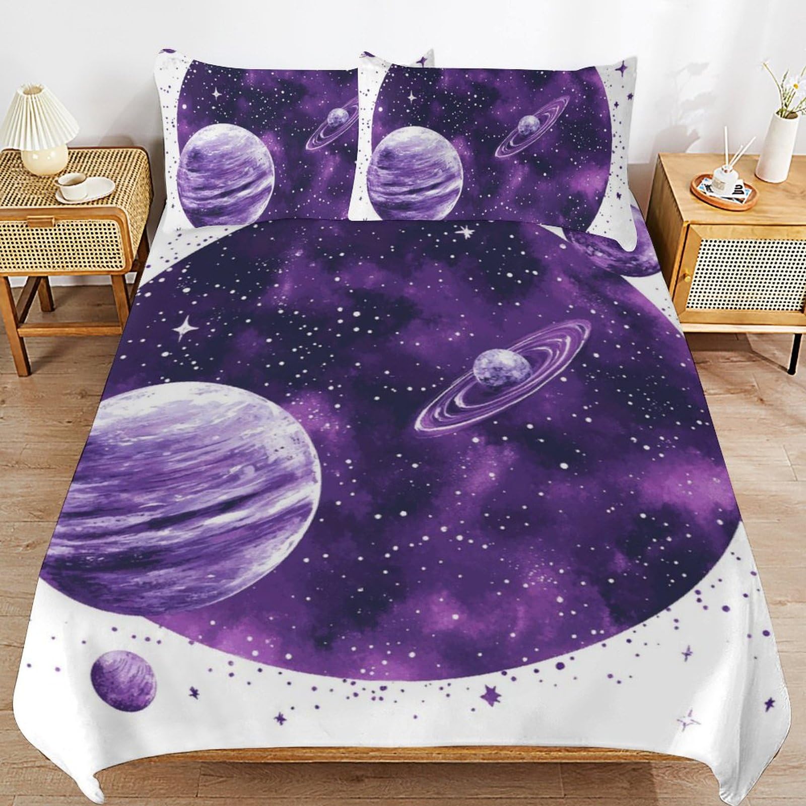 Housse de couette 135x200 cm en microfibre, parure de lit 3 pièces pour enfant