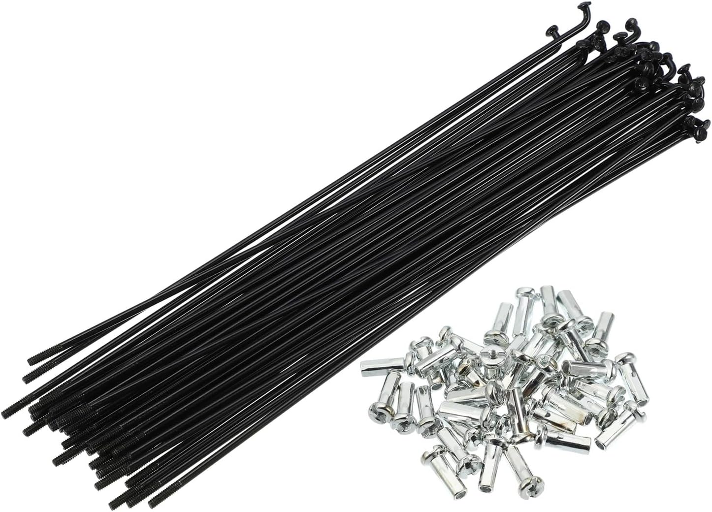 14G 2.0MM J Bend Bicycles Steel Spokes 136-293mm Length with Nipples Straight Head Bike Replacement Parts Black Bike Spoke Accessories Cycling