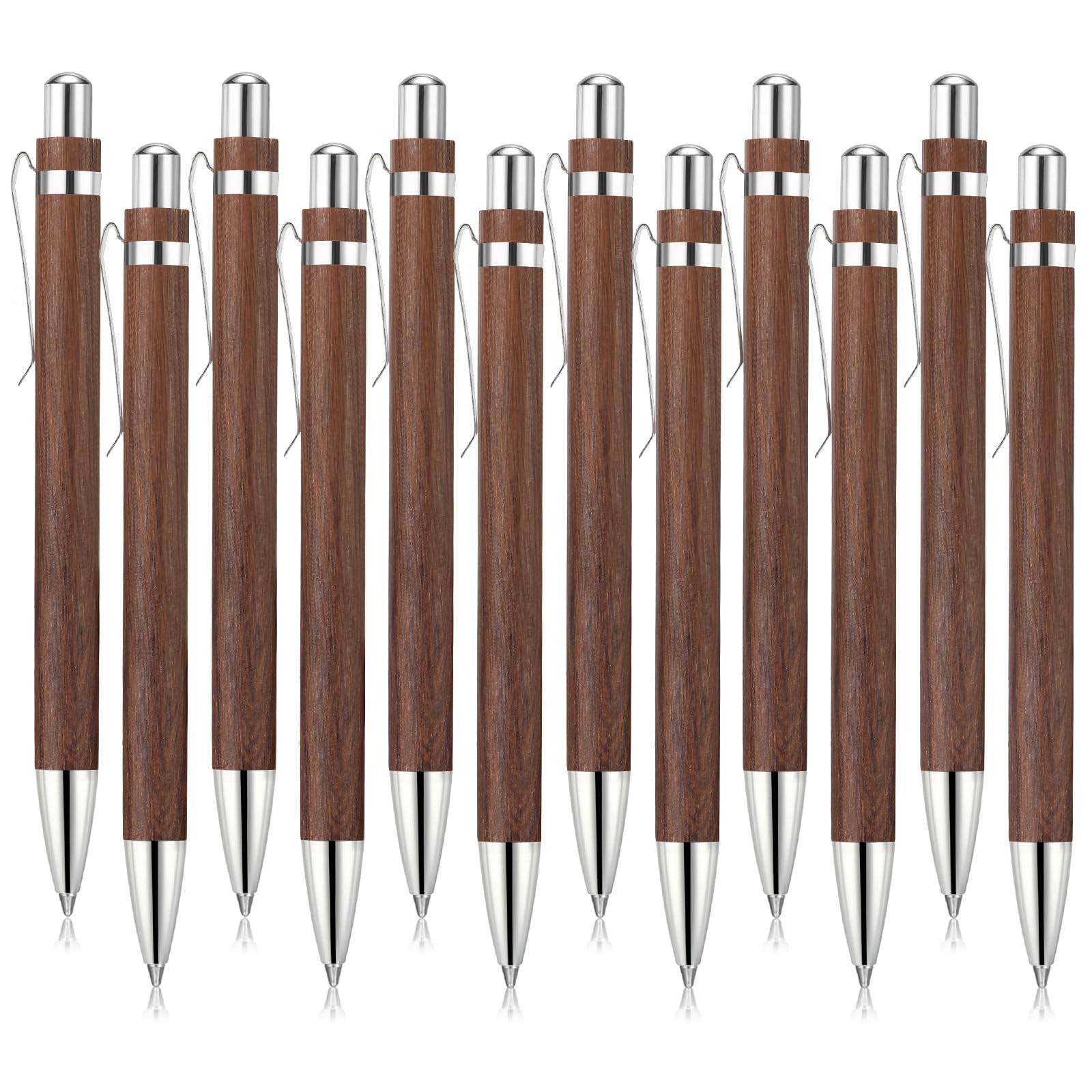 Sayglossy 12 Pcs Bamboo Pens Employee Appreciation Gifts Engraving Wooden Ballpoint Pens Must Have for Writing Office Staff Coworkers(Classic Color)