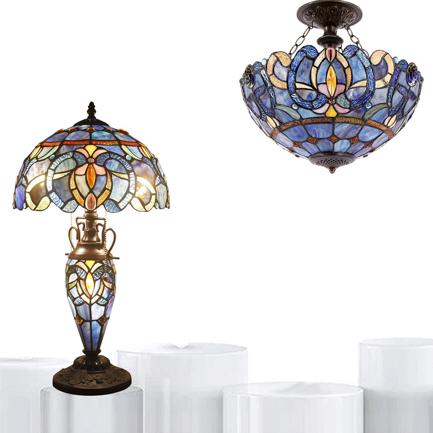 WERFACTORY Tiffany Lamp Series Stained Glass Style Lampshade Decorative Living Room Bedroom