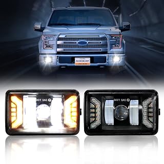 Auxbeam 2023 Upgrade LED Fog Lights with DRL + Turn Signal Light for Ford F150 2015-2020 4 Inch DOT Approved Bumper Driving Fog Lamps 1 Pair Black