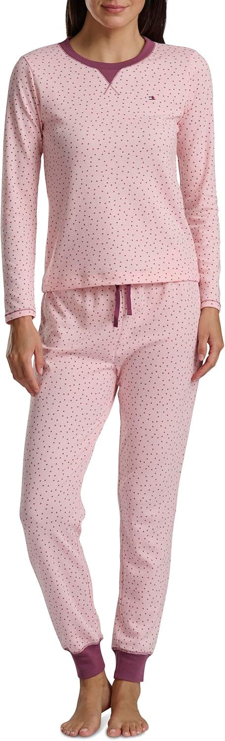 Tommy Hilfiger Women's Printed Crewneck Thermal Sleep Set