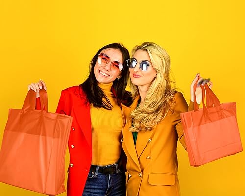 Miniatura 6 de Weewooday 100 bolsas de plástico esmerilado de 4 tamaños diferentes con asas bolsas bolsas de regalo bolsas para llevar con parte inferior de cartón