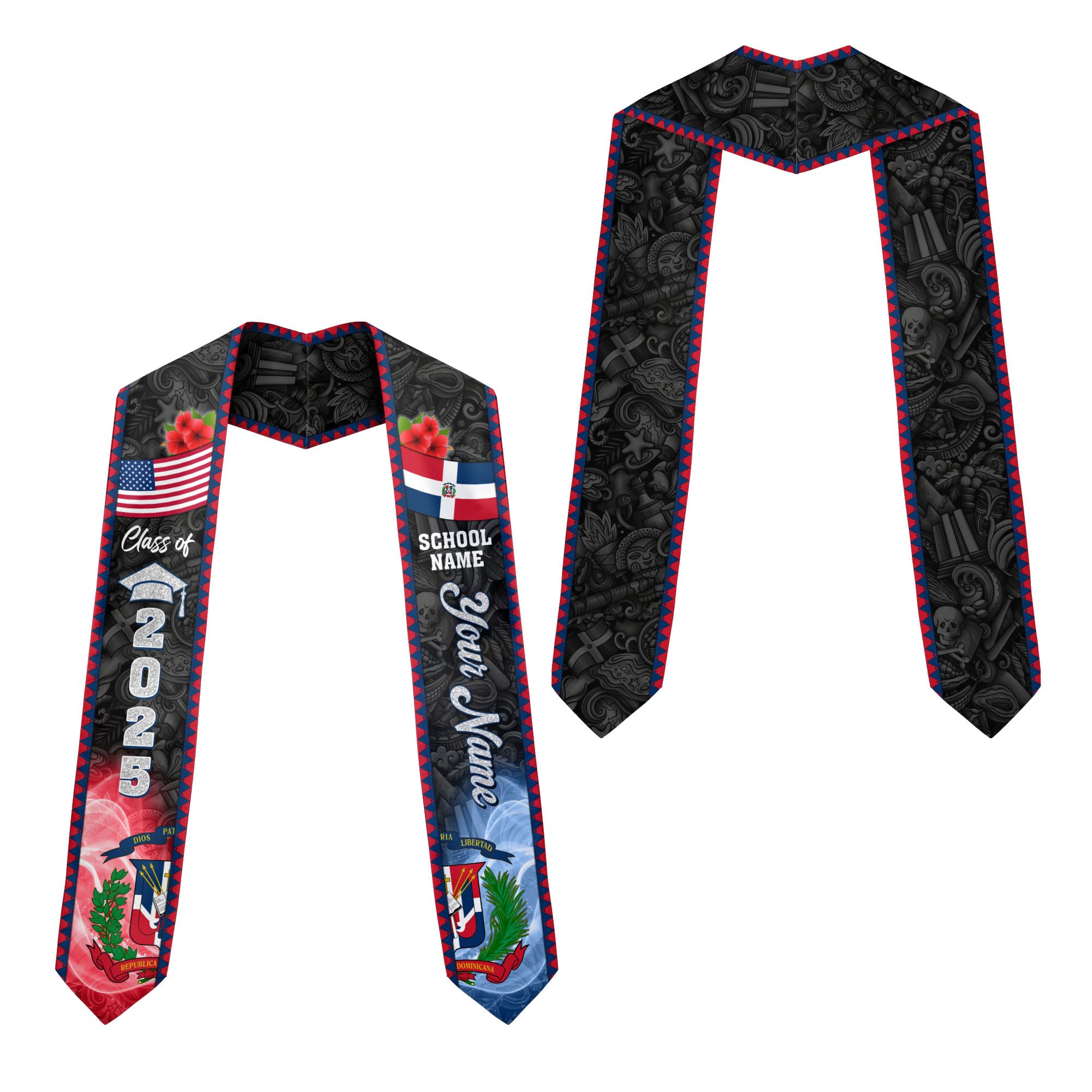 MonkeyVan Custom Dominican Flag Graduation Sash 2025, Dominican Graduation Stole, Dominican Republic Grad Sash Class Of 2025 Dmnc 9