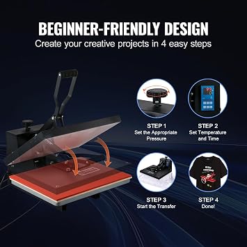VEVOR 16x20 Heat Press, 1700W High Pressure Clamshell Heat Press Machine for T Shirts, Large Professional Digital Control Heat Transfer Machine for Sublimation, Vinyl, Heat Transfer Projects