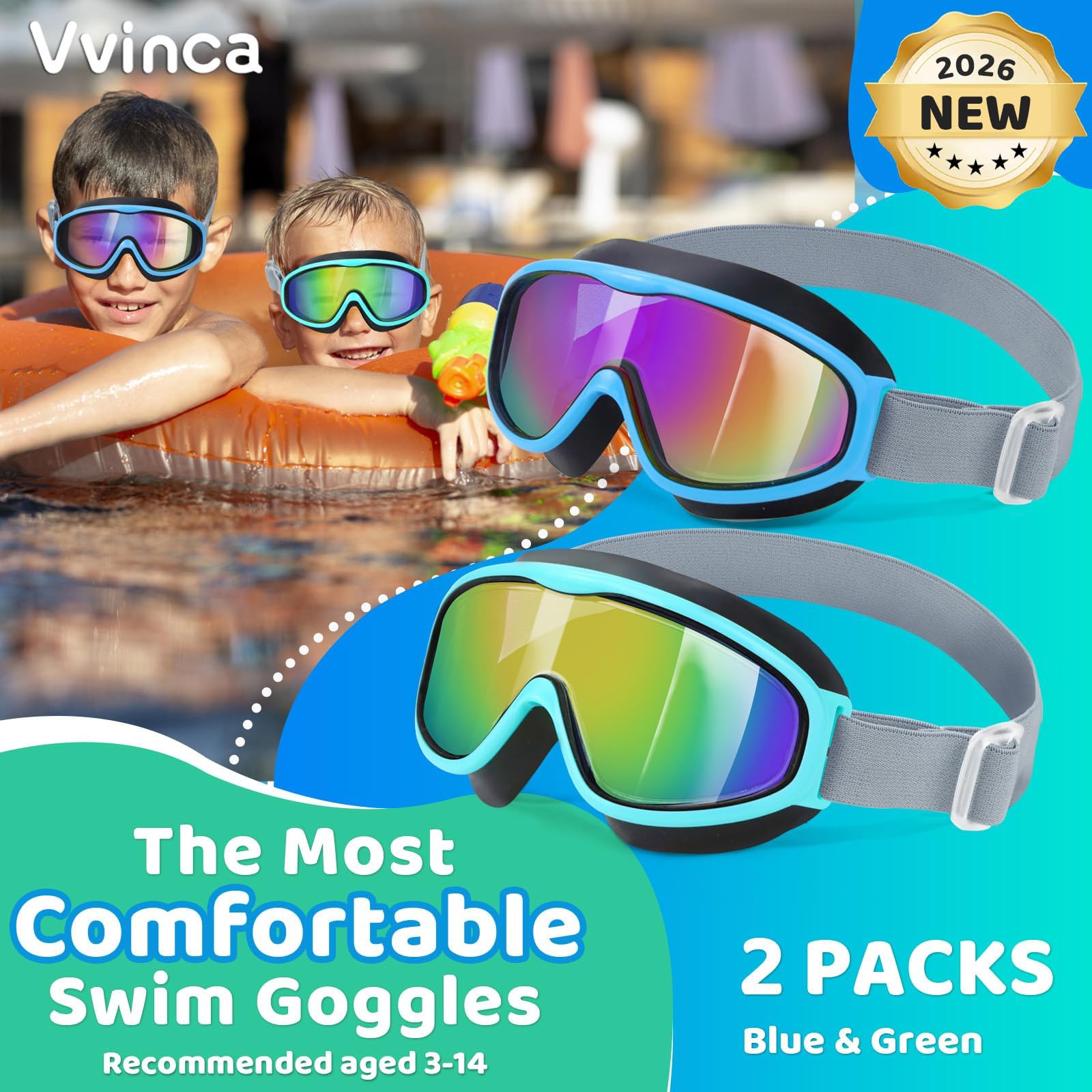 Vvinca Vvinca Casual Unisex niños (Pack de 2) | Ajuste sin fugas, niños y niñas