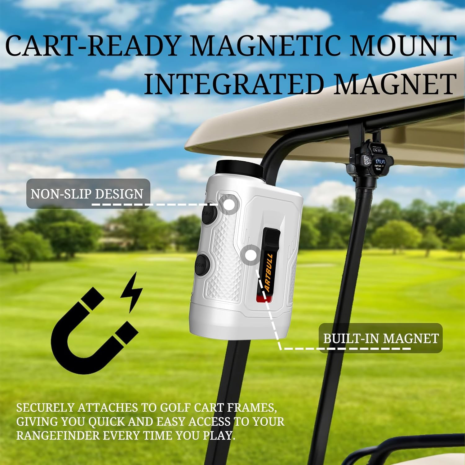 Golf Laser Rangefinder 6X Magnification with Slope Switch Built-in Magnet, Flag Lock Vibration, USB-C Rechargeable