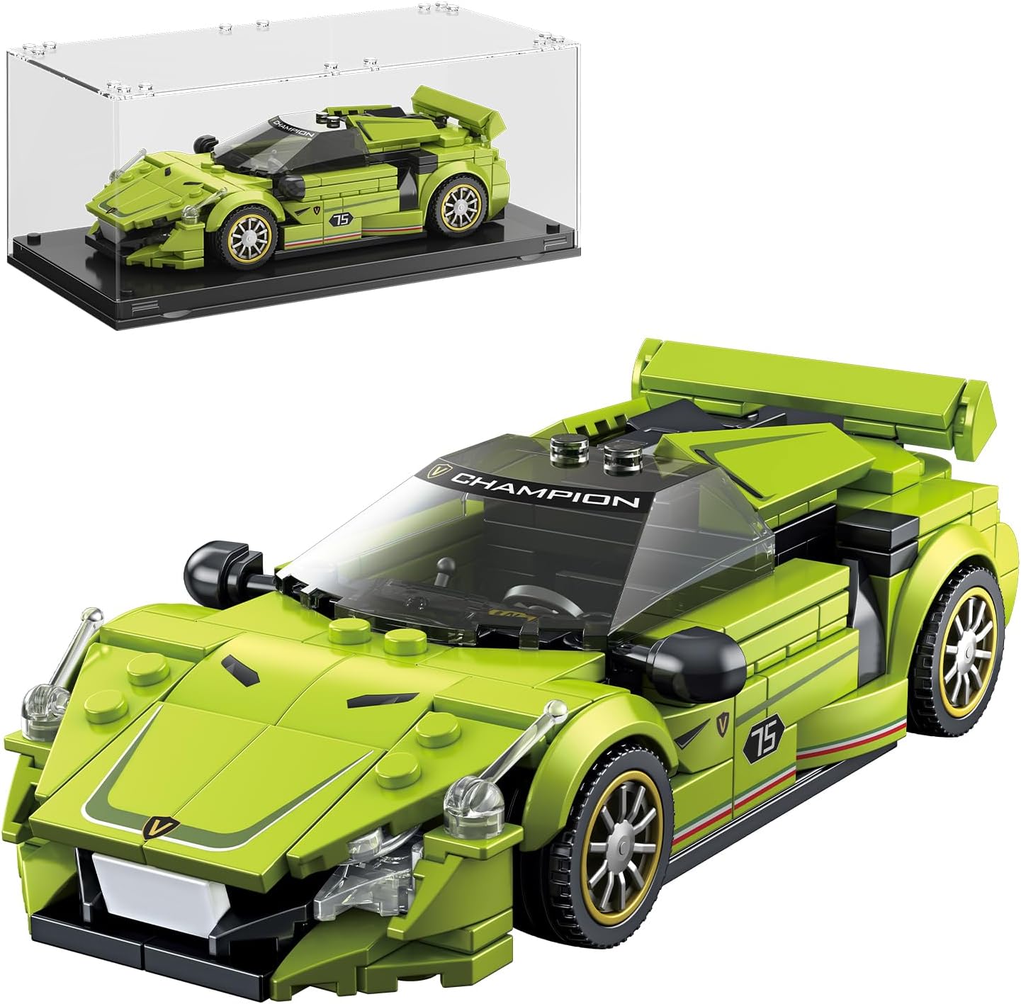 Super Sports Car Building Block Set with Display Case,Speed Race Toy Building Kits Construction Toy,Collectible Car Model,Christmas Birthday Gift for Adults and Kids 6 and up(323pcs)