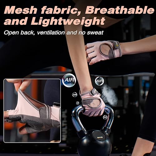 Miniatura 4 de Workout Gloves for Women Men, Lightweight Weight Lifting Glove Breathable Fingerless Gym Gloves, Exercise, Fitness, Training, Cycling