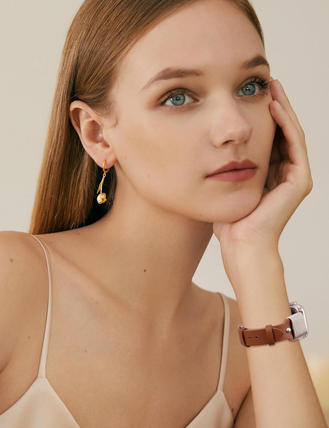 Wearlizer Leather Band Compatible with Apple Watch Bands Women 38/40/41/42/44/45/46/49mm, Slim Dressy Fancy Designer Strap with Metal Ring Loops for iWatch Series 11 10 9 8 7 6 5 4 3 SE/Ultra 3 2 1 - Image 6