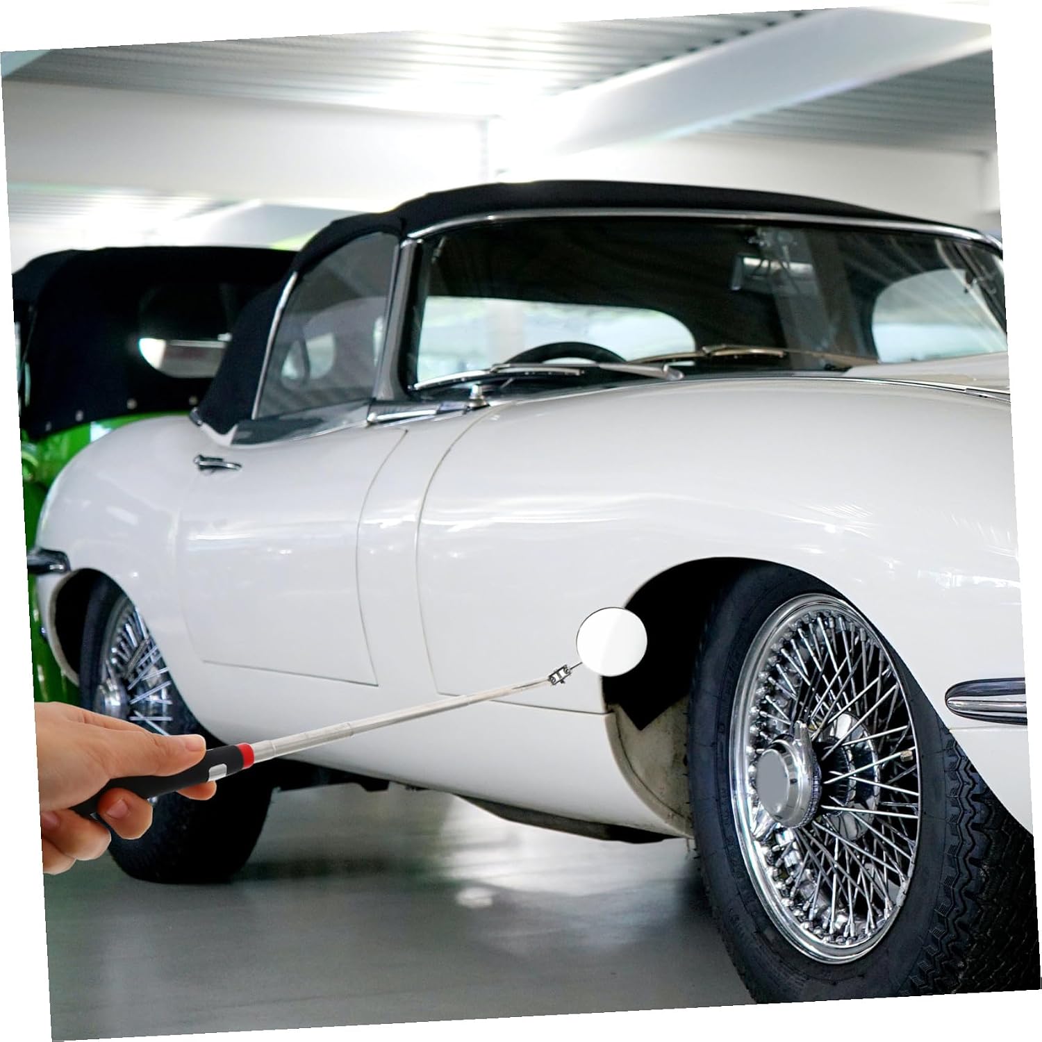 2pcs Telescopic Inspection Mirror Extendable Car Inspection Tool Round Telescopic Mirror Flexible Stick