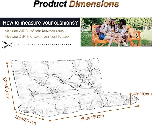 Miniatura 230 de Cojín de repuesto para columpio de 2-3 asientos, cojines de banco para exteriores con respaldo grueso de 4 pulgadas, muebles de patio, jardín, Flor