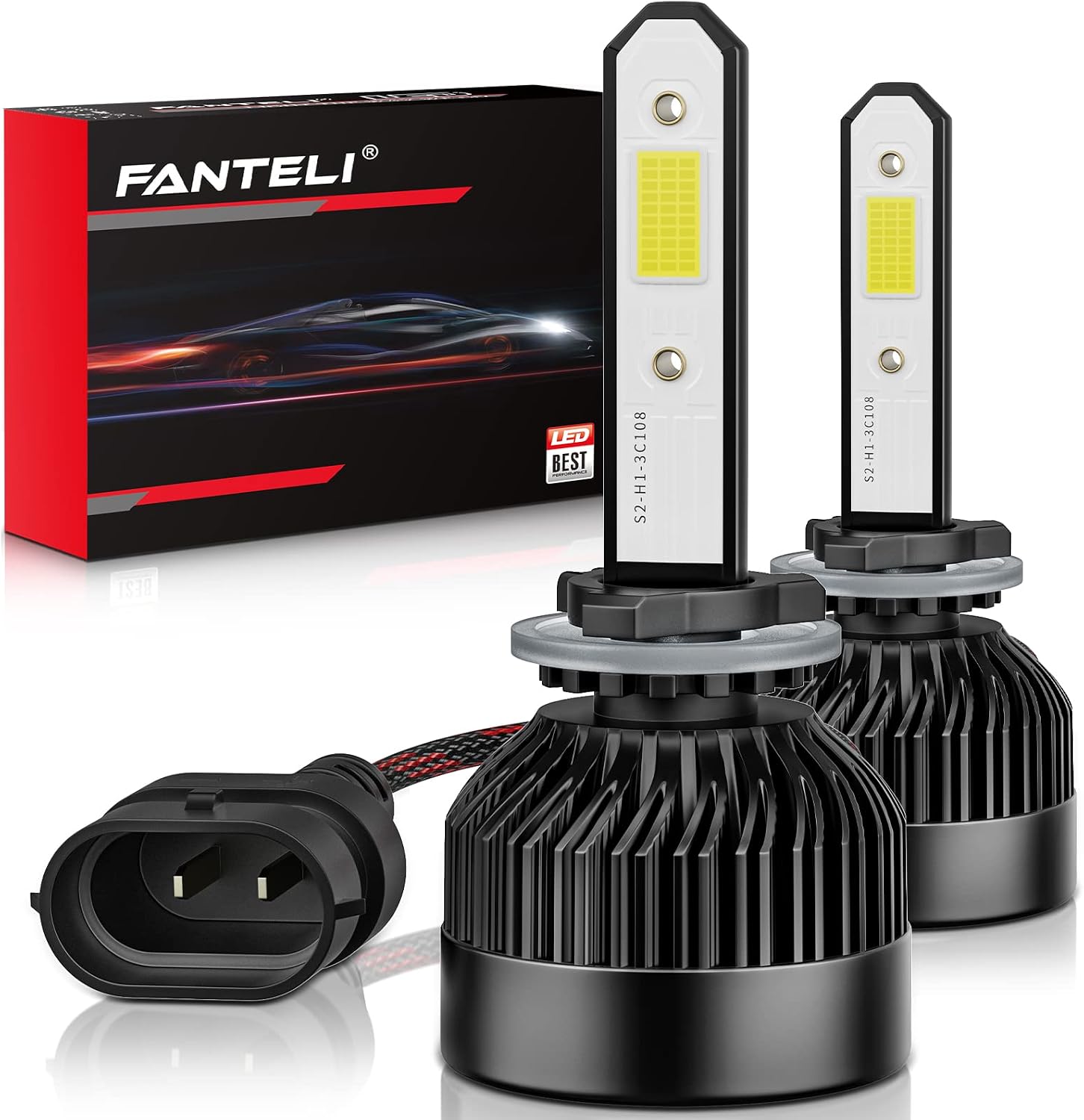 FANTELI 880 LED Fog Lights, 12000LM 400% Brighter 881 LED Fog Light Bulbs, 886 889 893 894 896 899 H27 6500K Cool White Halogen Replacements for Cars, Pack of 2