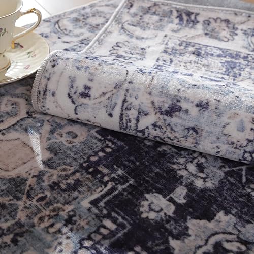 Miniatura 7 de Alfombras para sala de estar, alfombra bohemia de 5 x 7 pies para dormitorio, alfombra lavable para interiores, alfombra envejecida, suave,