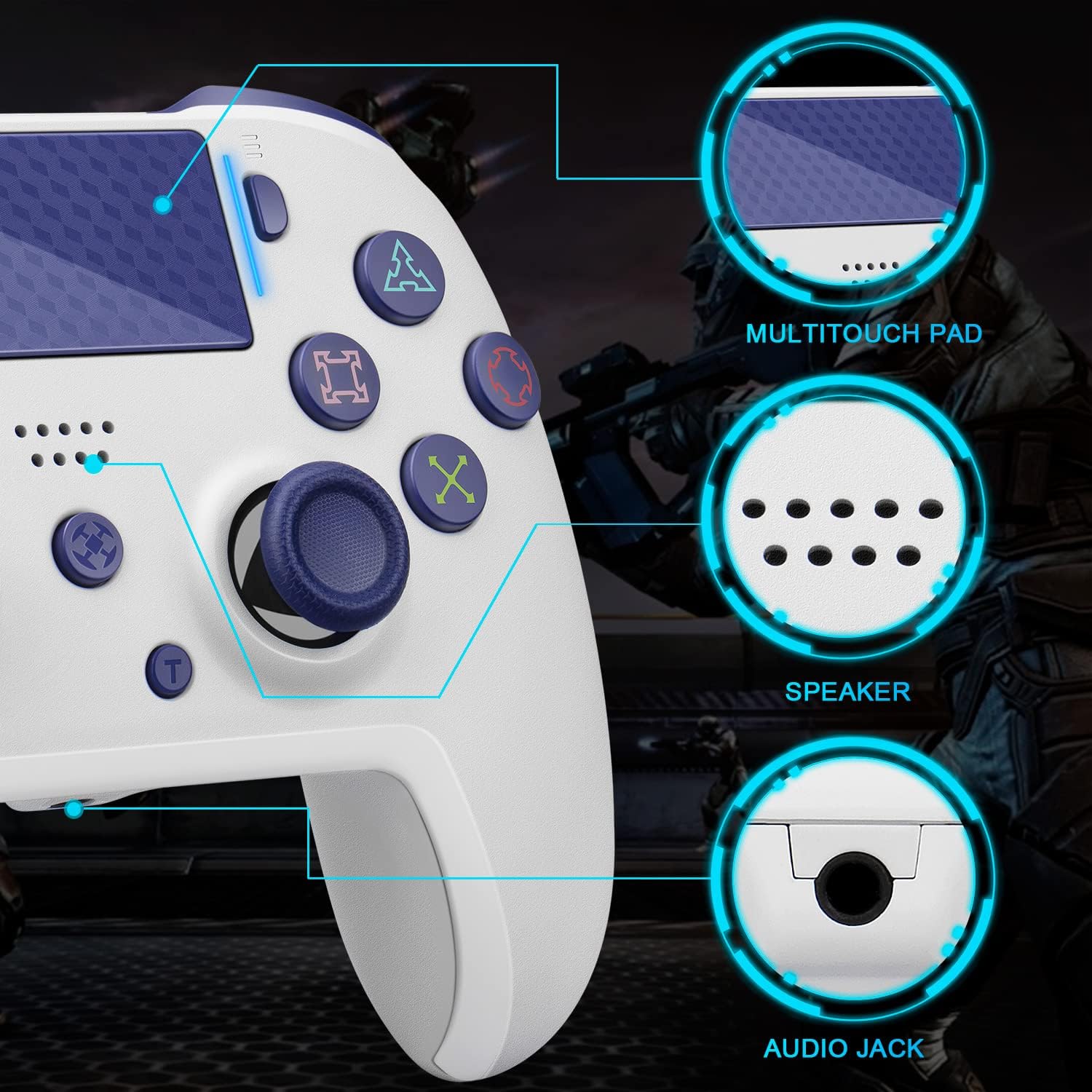 OUBANG Elite Controller for PS4, Game Remote for Scuf PS4 Controller with Turbo, Wireless Joystick Gamepad Modded PS-4 Controller with Back Paddles for Playstation 4/PS5/PC/IOS/Android Gamer Streamer