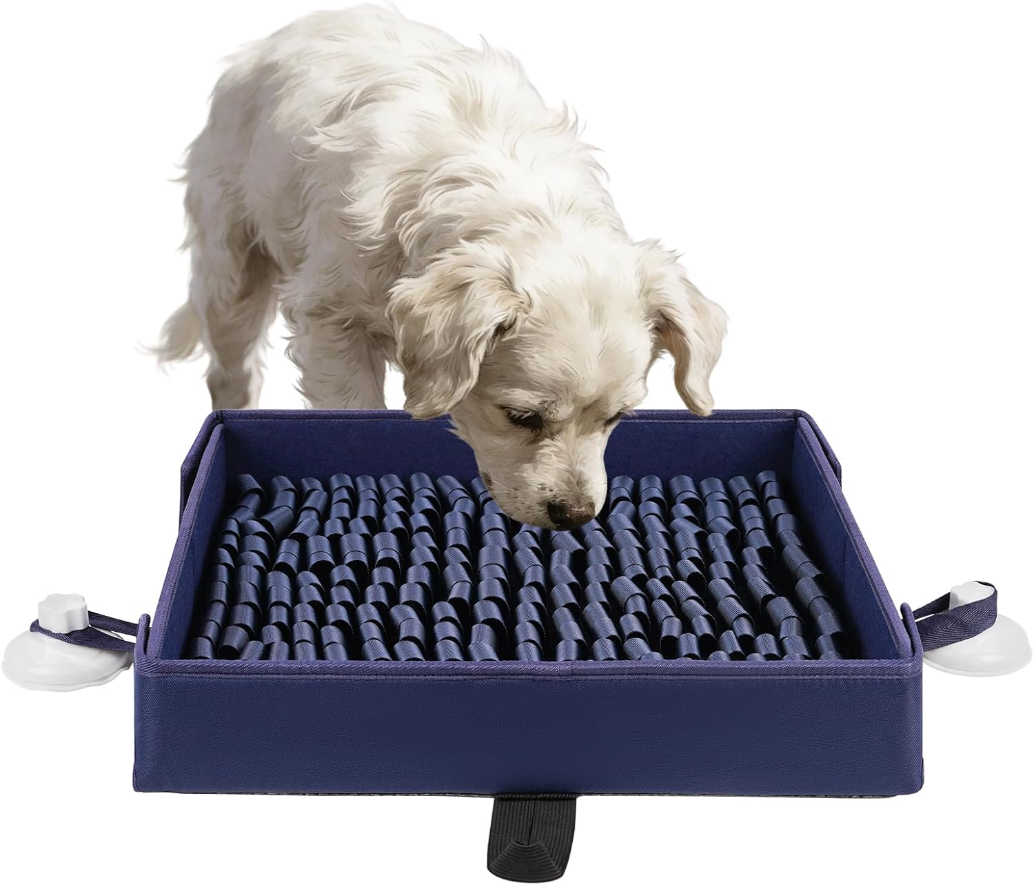Liitrton Dog Snuffle Mat, Unfoldable Sniff Mat for Dogs Slow Feeder, Interactive Dog Puzzle Mat 17''x 15'', Easy to Clean Sniffing Pad for Small Medium Large Dogs (Navy Blue)