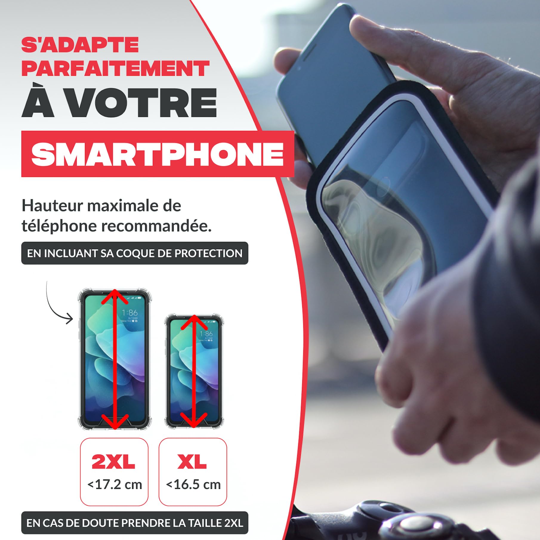 Shapeheart Support Téléphone Magnétique Pro pour Vélo - Fixation Vissée Guidon - Pochette Étanche XL Tactile - Housse Imperméable pour VTT, Trottinette Électrique - Système Stable et Amovible