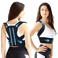 Vista 11 de Corrector de postura para niños, ajustable para la espalda, con almohadillas para los hombros, soporte de postura superior de la espalda