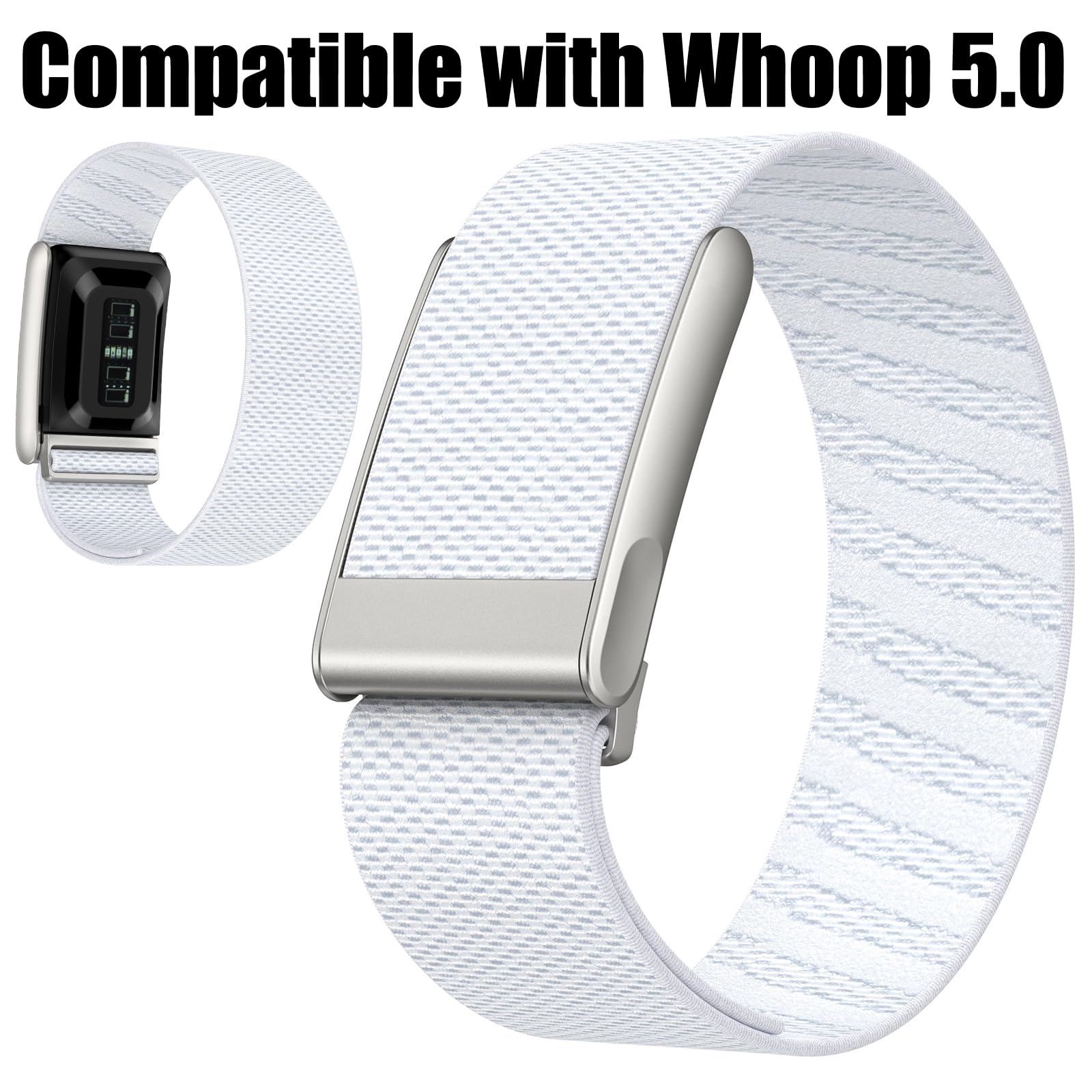 Bracelet tressé nylon pour Whoop 5.0, Bracelet de sport léger, Boucle Réglable Sangles Sport élastiques pour homme et femme