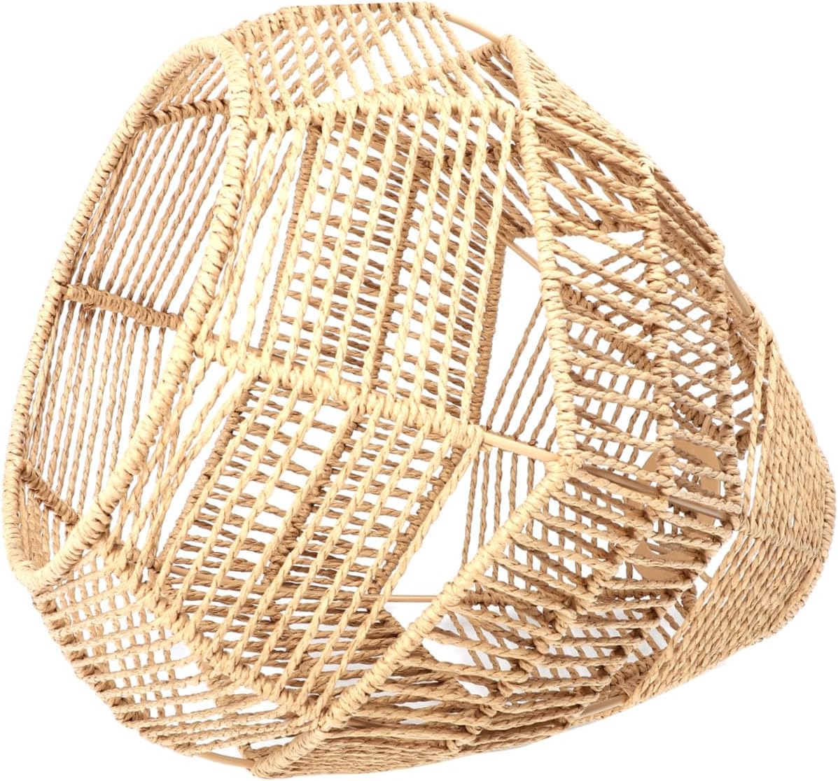DOITOOL 1pc Handmade Woven Rattan Lamp Shade Retro Hanging Decor for Home Restaurant and Bar Light and Warm Gentle Light Unique Design for Cozy Atmosphere