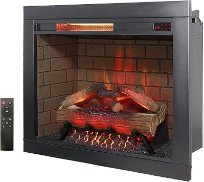 28" Electric Fireplace Insert w/Trim Kit, Hardwired or Plug-in, Realistic Crackling Sound & 4 Flame Colors, 1500W Fireplace Heater for Living Room, Remote & Timer, Fit 27 1/2 W x 24 5/8H