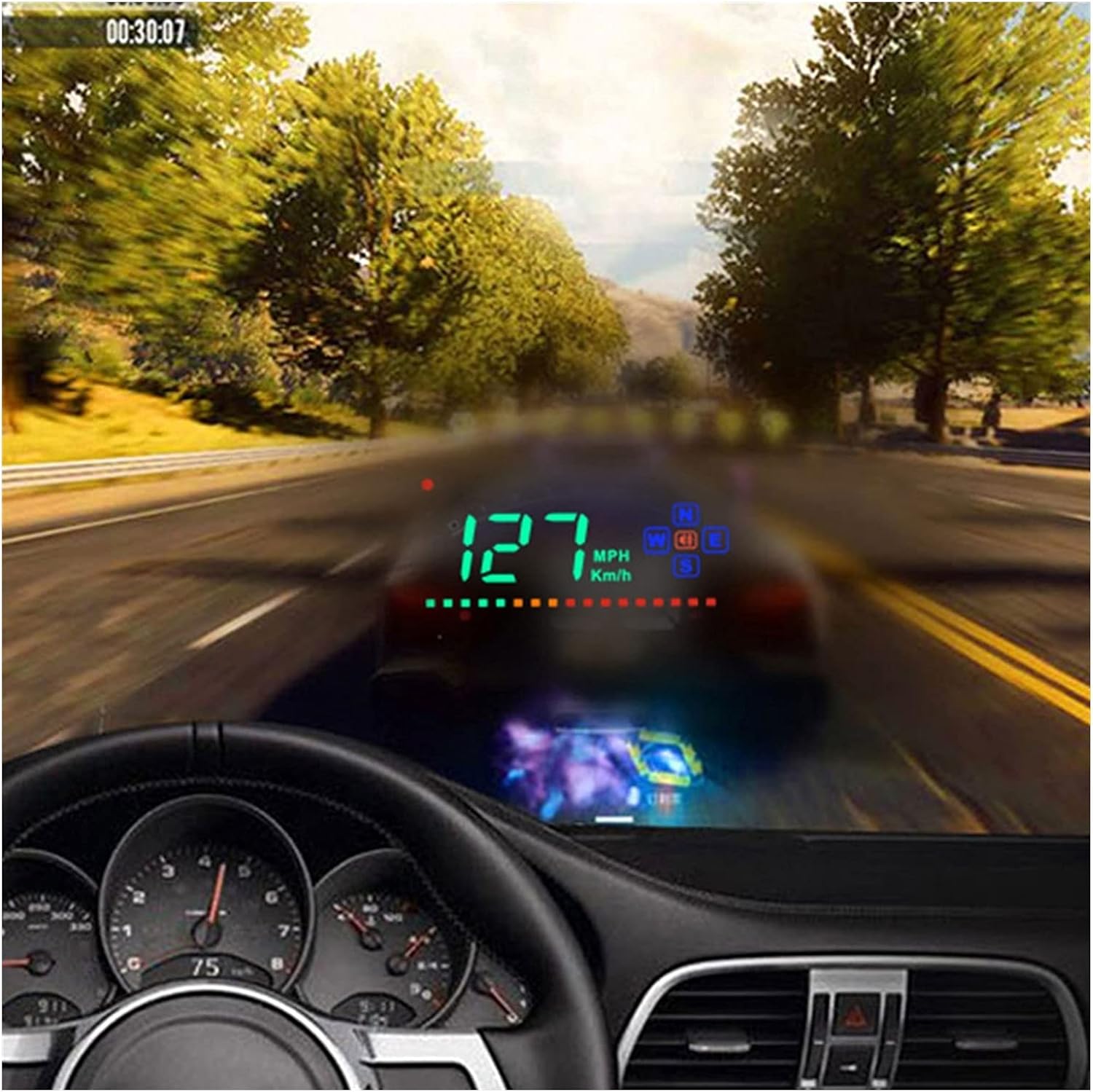 3.5 inch Car HUD Head-Up Display LED Speedometer Color Projection Speed Warning For All Cars Auto Electronic Voltage Alarm