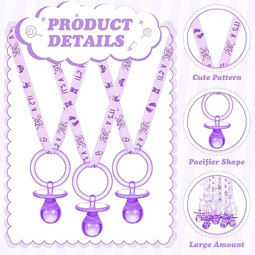 Miniatura 2 de Junkin 60 piezas de chupetes de baby shower, chupetes acrílicos para bebé, regalos de fiesta, chupetes, collar para niñas y niños, decoración de